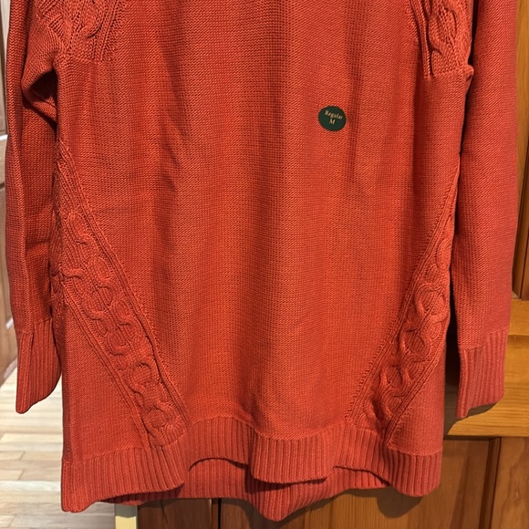 NWT L.L. Bean Double L V-Neck Tunic some cable design Sweater M Reg Mineral Red - Picture 8 of 14
